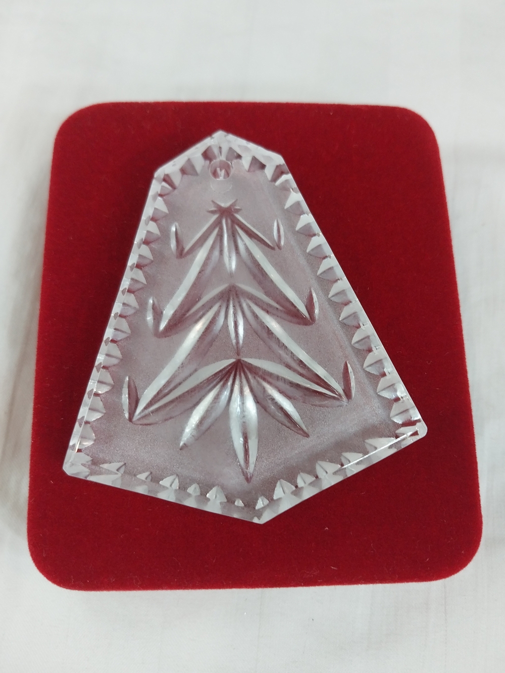 Waterford Clear Crystal Ornament In Red Velvet Pouch And Box